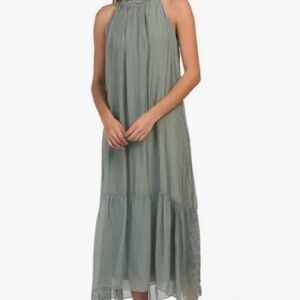 Maxi Sleeveless Olive Green Flowing Dress